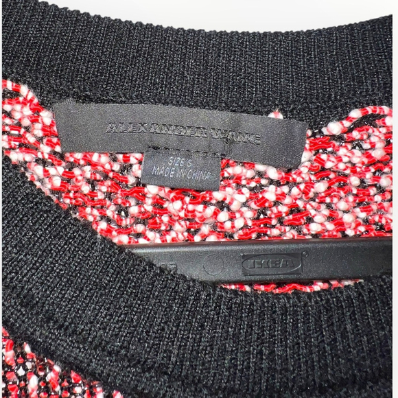 Alexander Wang knit Metallic black red pullover crewneck sweater top jumper Sm - Picture 9 of 9